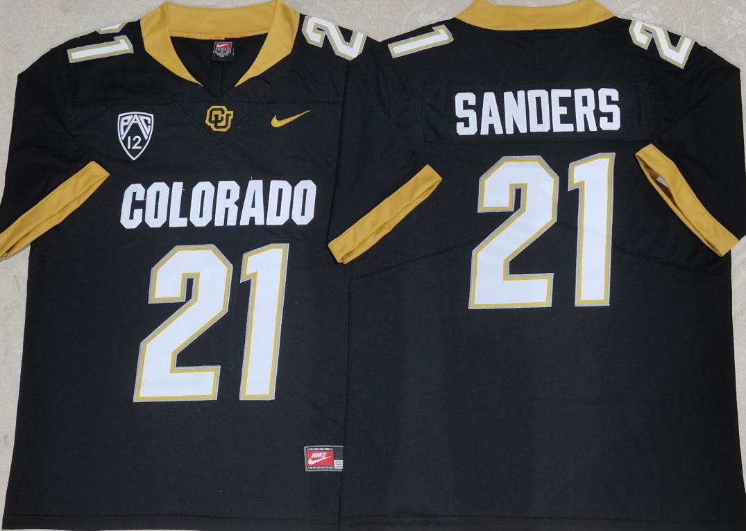 Men's Colorado Buffaloes Shilo Sanders #21 Black Jersey